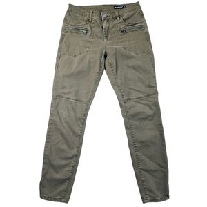 Blank NYC -1115 Olive Green Denim Mid Rise Zipper Pocket‎ Crop Skinny Jeans  28